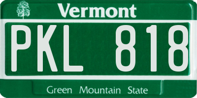 VT license plate PKL818