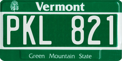 VT license plate PKL821