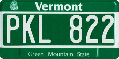 VT license plate PKL822