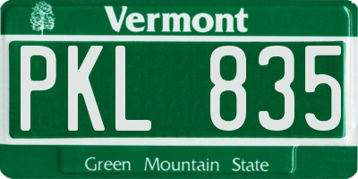 VT license plate PKL835