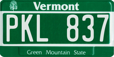VT license plate PKL837
