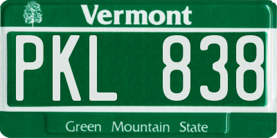 VT license plate PKL838