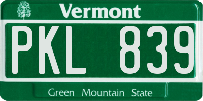 VT license plate PKL839