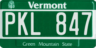 VT license plate PKL847