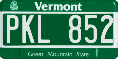 VT license plate PKL852
