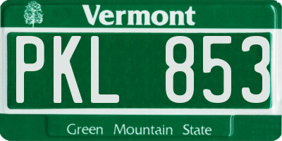 VT license plate PKL853