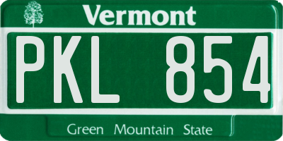 VT license plate PKL854