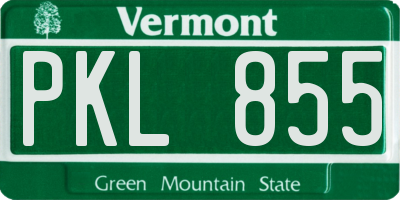 VT license plate PKL855