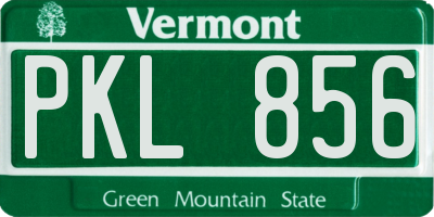 VT license plate PKL856