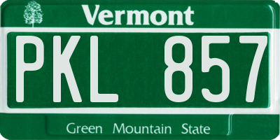 VT license plate PKL857