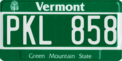 VT license plate PKL858