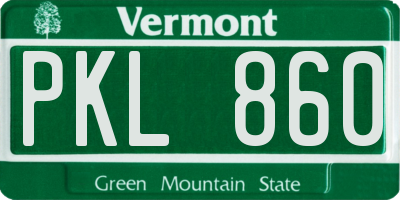VT license plate PKL860