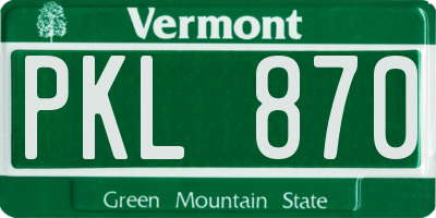 VT license plate PKL870