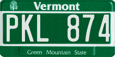VT license plate PKL874