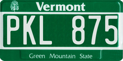 VT license plate PKL875