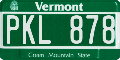VT license plate PKL878