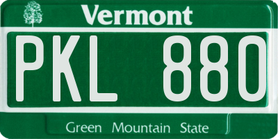 VT license plate PKL880