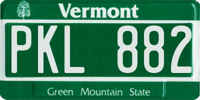 VT license plate PKL882