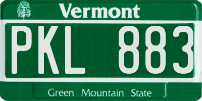 VT license plate PKL883
