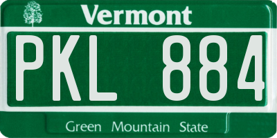 VT license plate PKL884