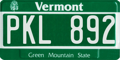 VT license plate PKL892