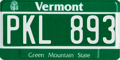 VT license plate PKL893