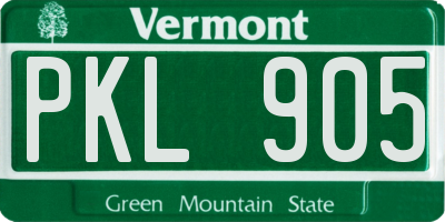 VT license plate PKL905