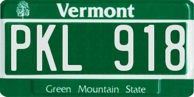 VT license plate PKL918