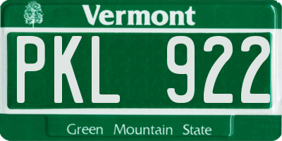 VT license plate PKL922