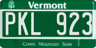 VT license plate PKL923