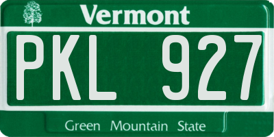 VT license plate PKL927