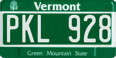 VT license plate PKL928
