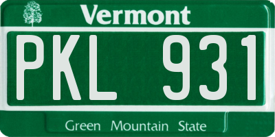 VT license plate PKL931