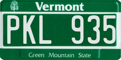 VT license plate PKL935