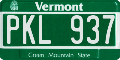 VT license plate PKL937