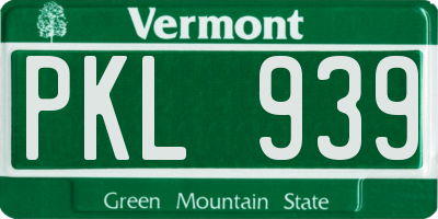 VT license plate PKL939