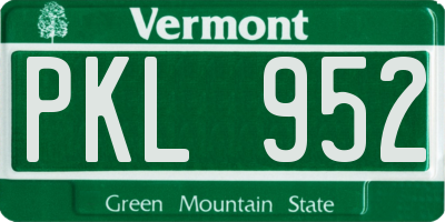 VT license plate PKL952