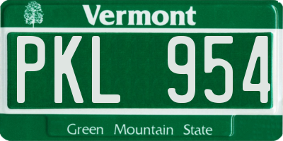 VT license plate PKL954