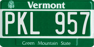 VT license plate PKL957