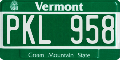 VT license plate PKL958