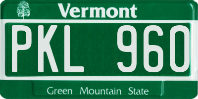 VT license plate PKL960