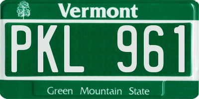 VT license plate PKL961