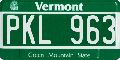 VT license plate PKL963