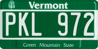 VT license plate PKL972