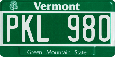 VT license plate PKL980