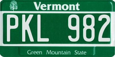 VT license plate PKL982