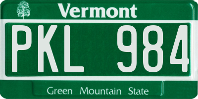VT license plate PKL984