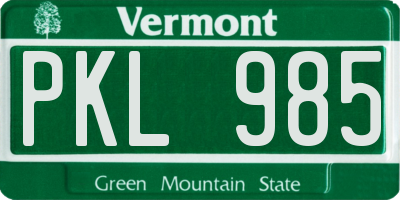 VT license plate PKL985