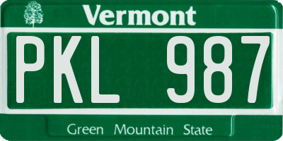 VT license plate PKL987