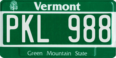 VT license plate PKL988